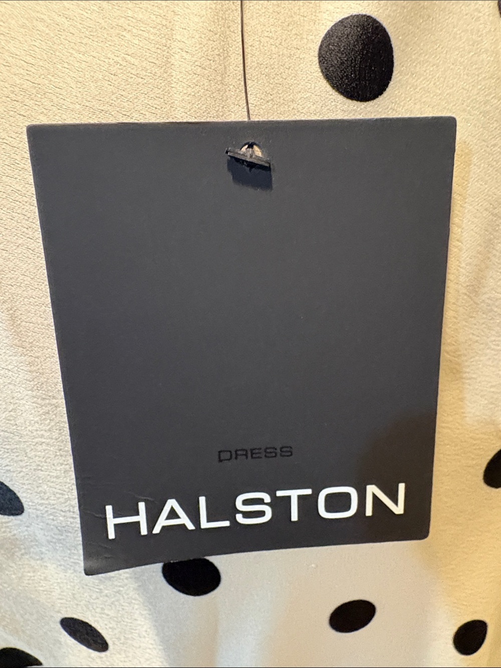 Halston Heritage Black and Cream Polka Dot Draped Midi Dress-Size 12 - Picture 11 of 12